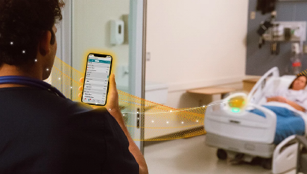 Healthcare staff using Stryker Vocera Engage in a hospital setting